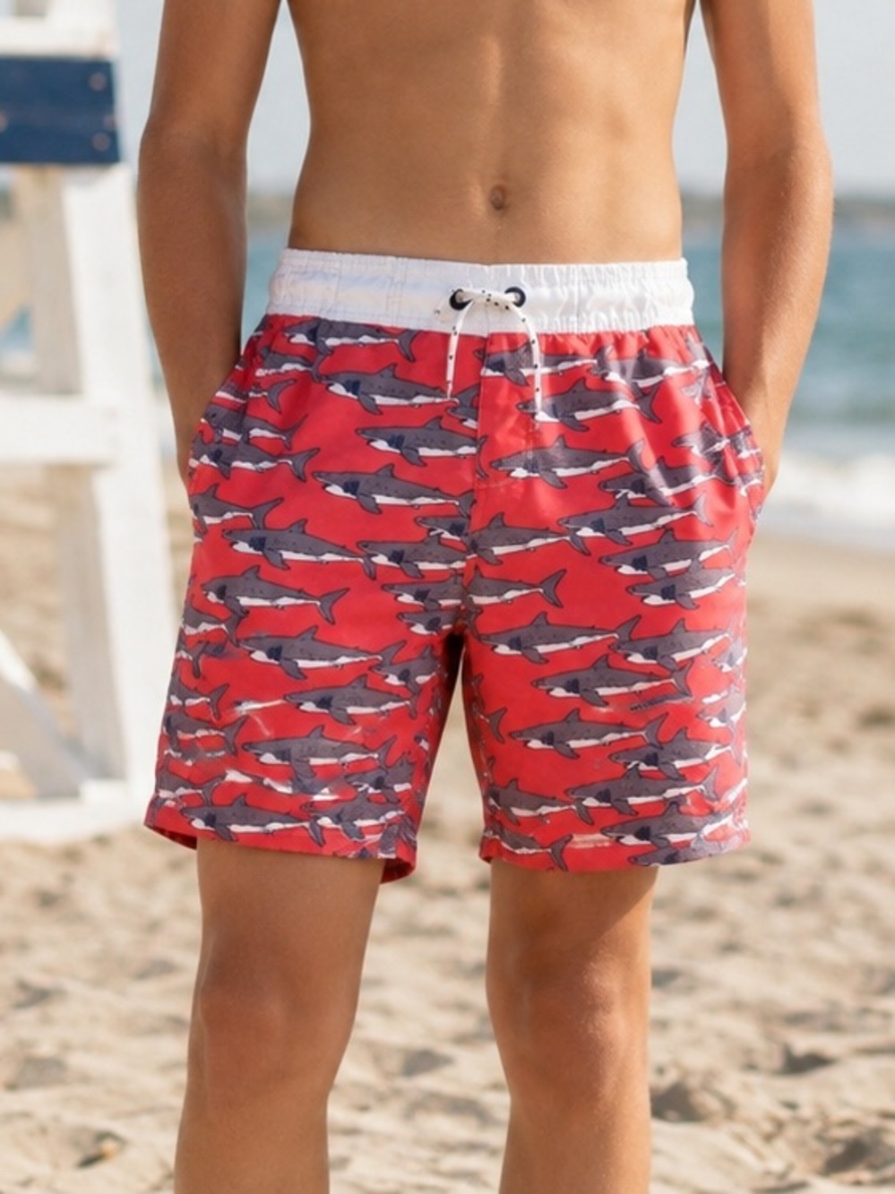 Mini Boden Shark Swim Trunks Size 13-14